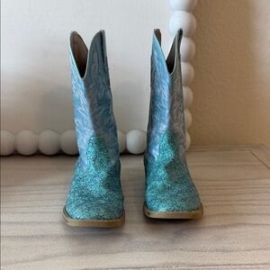 Girls Roper Boots Glitter Teal